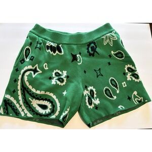 MNML Green Men's Shorts Bandana Pattern Size L - No Drawstring- See Flaw In Pics